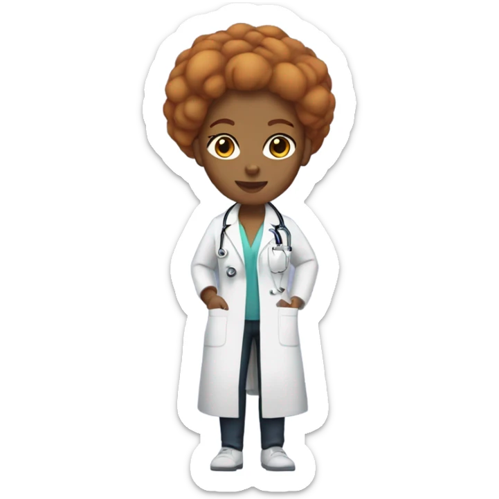 Full body black lightskin  woman doctor with ginger hair  sticker