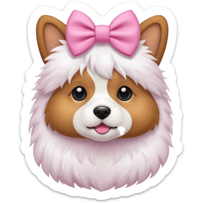 Dog with a pink bow sticker
