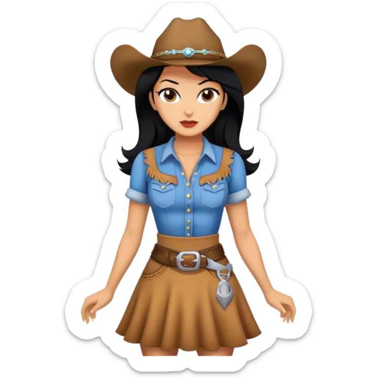 A women with black hair dress like a cowgirl dress sticker