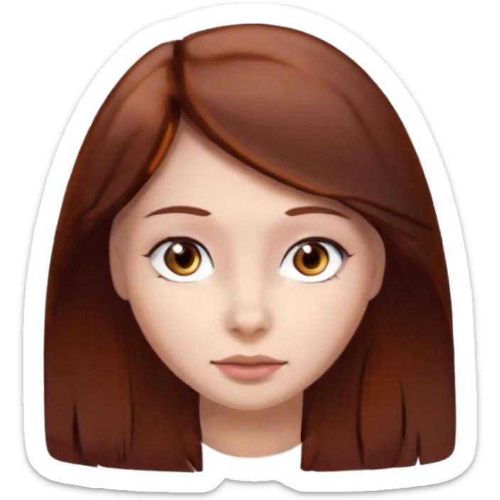 The girl emoji with dark auburn hair, brown eyes and pretty sticker