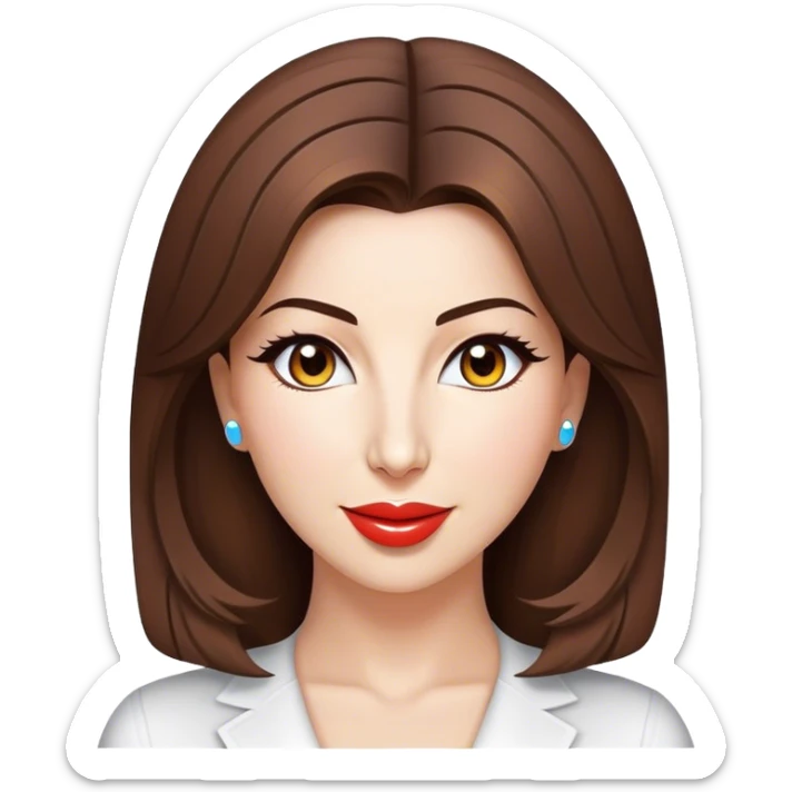 Cinematic Realistic Nancy Ajram Pop Culture Emoji, depicted with a charismatic modern portrayal of the celebrated singer rendered with crisp detail and energetic lighting. sticker