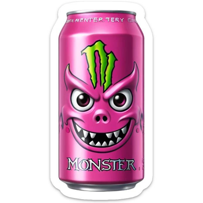 Pink monster energy drink with the logo of original monster company energy drink do not add the face in it just normal monster can  sticker