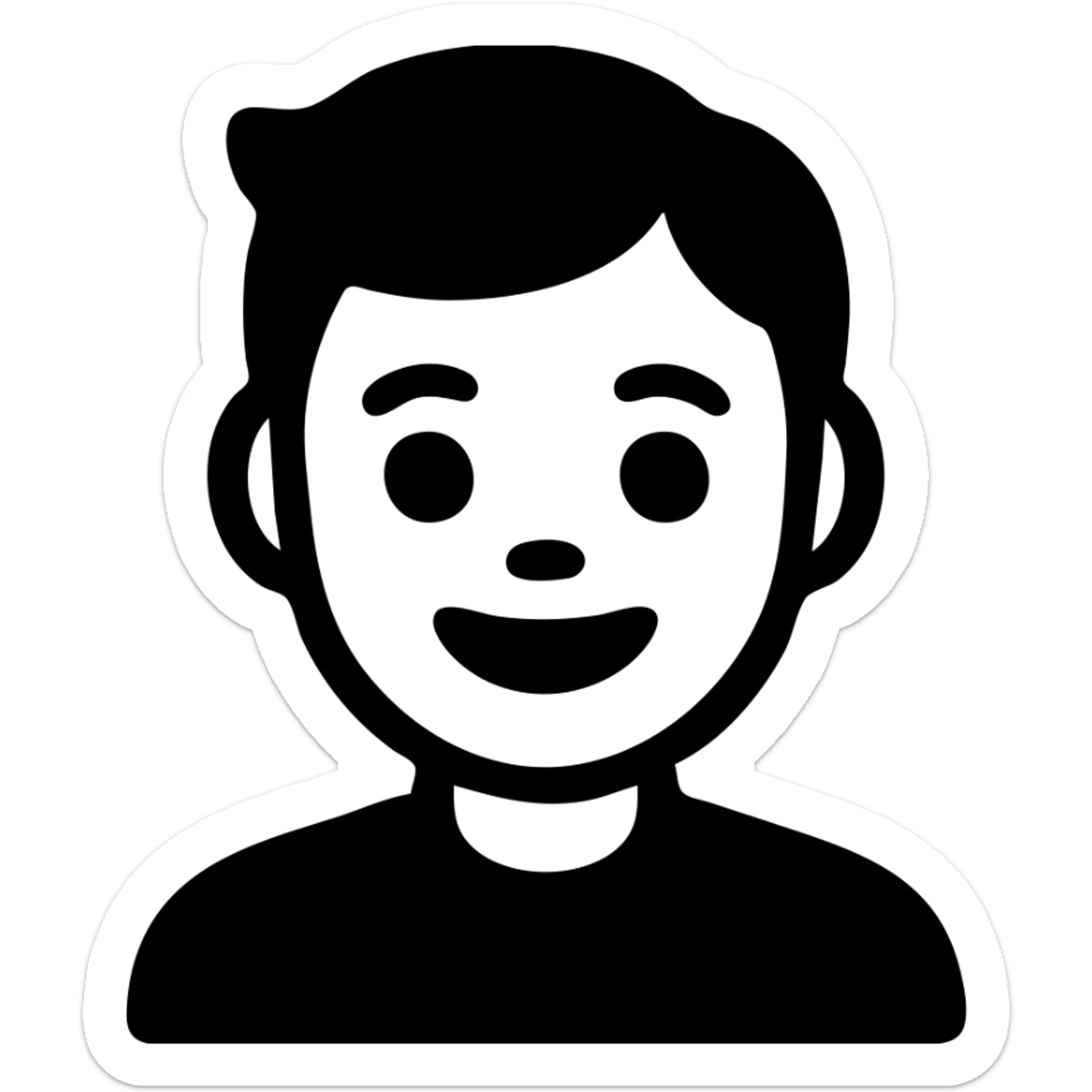 iOS memoji of a teen smiling, wearing black shirt sticker
