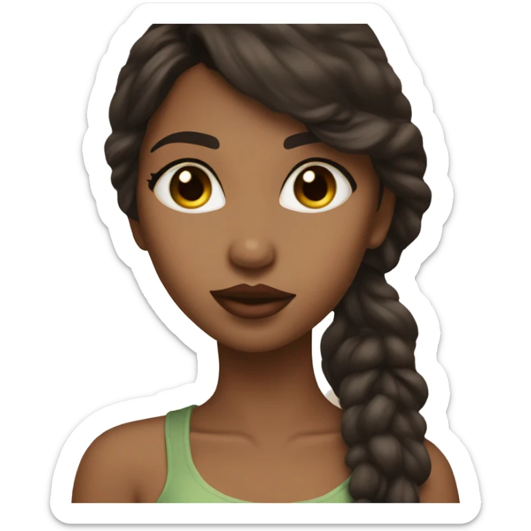 Dark brown hair and brown girl with olive skin juicy lips kiss sticker