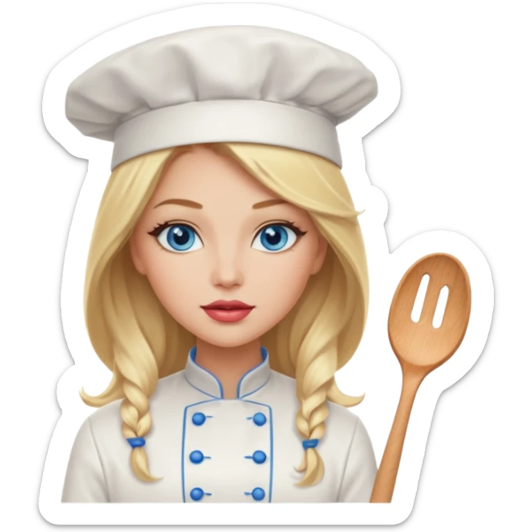Beautiful, sexy,  long blonde hair, blue eyed, full lips female chef sticker