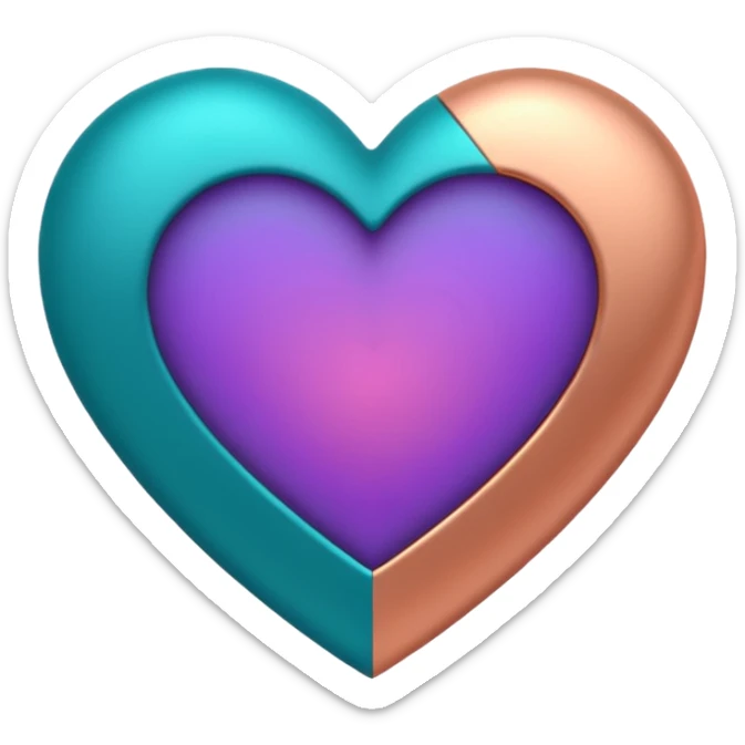 I need a teal, orange , purple, and rose gold Heart emoji  sticker
