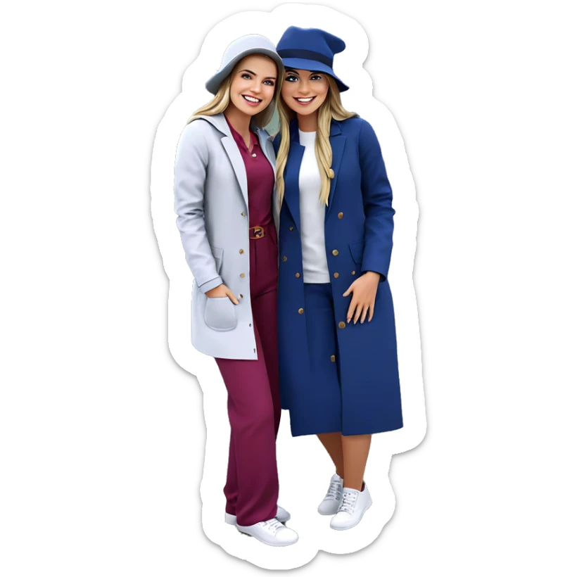 smiling girls in stylish hats sticker