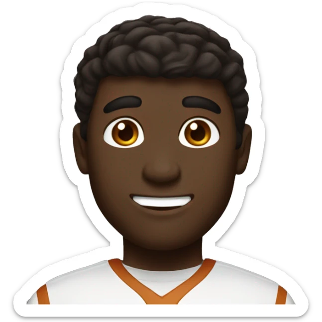 Man with dark hair, pale skin, University of Texas Longhorns clothing sticker