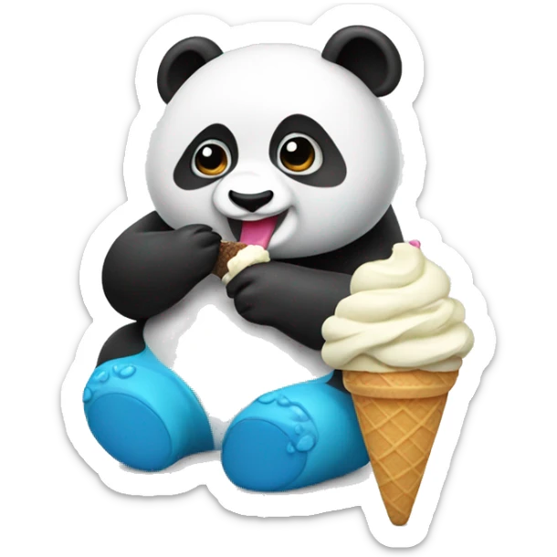 Panda eating ice cream sticker