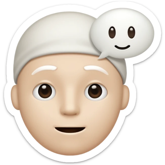 A very simple white stickman with no dostinc features but a mouth with awhite bubble chat above his head sticker