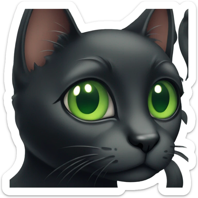 Black Cat with Green eyes sticker