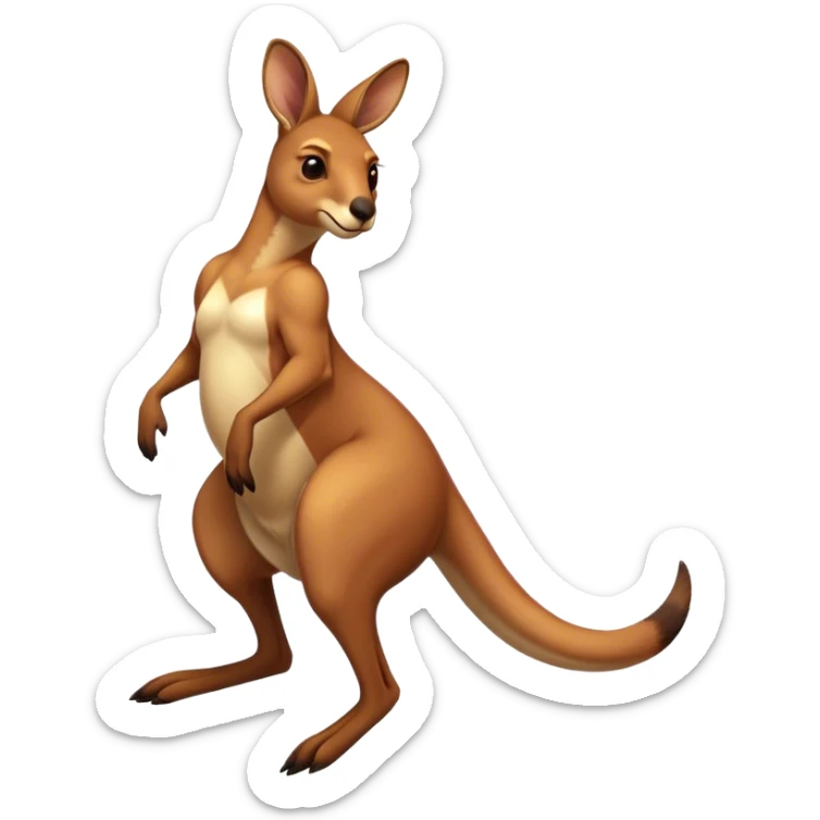 the iconic Full-body Australian Kangaroo  jump– Cinematic-realistic Australian kangaroo, jumping with powerful hind legs and a muscular tail for balance. Its reddish-brown fur glows under the golden sunlight, ears perked and eyes alert.  sticker