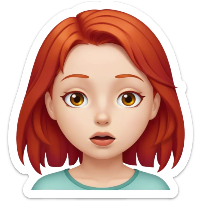 girl with red hair portrait and closed mouth sticker
