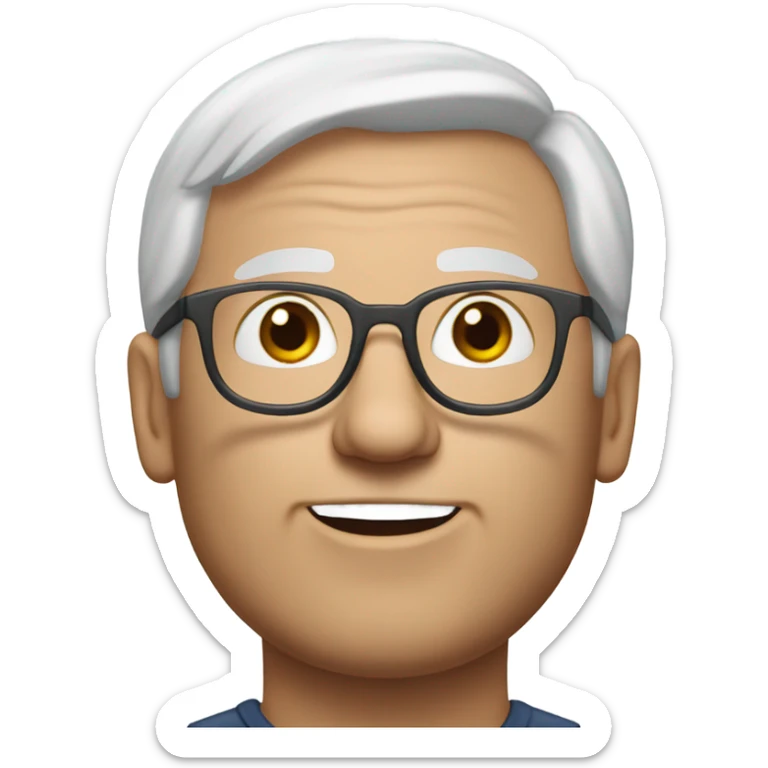 realistic portrait of a Marty with glasses and white thinning hair sticker