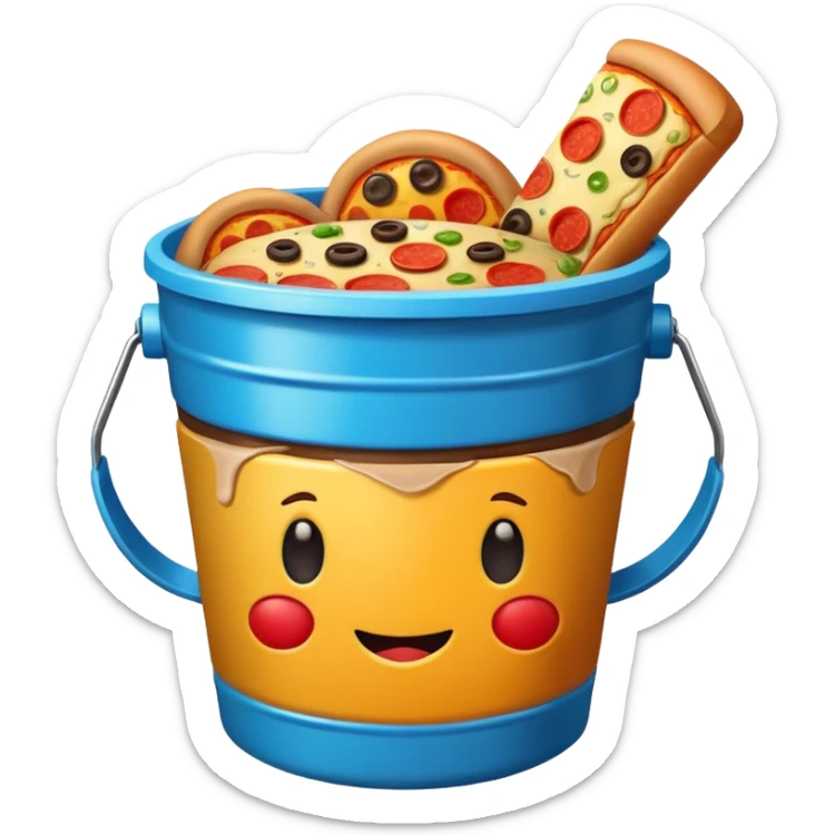 ganarate a emogi a bucket of food with pizza buerger coffee sticker