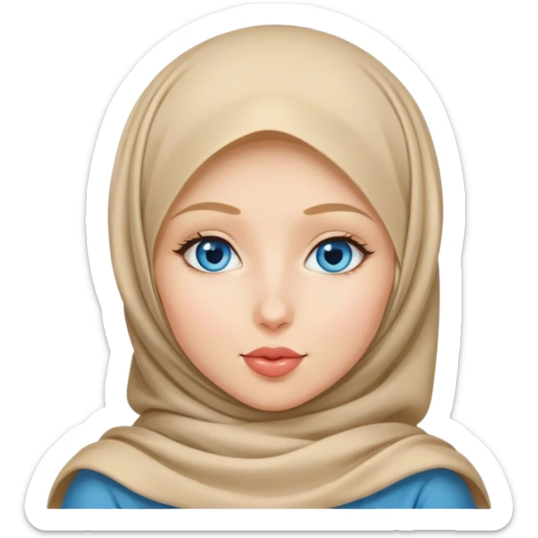 Hijab Girl with blond hair blue eyes beautiful finish and sending lovely heart kisses  sticker
