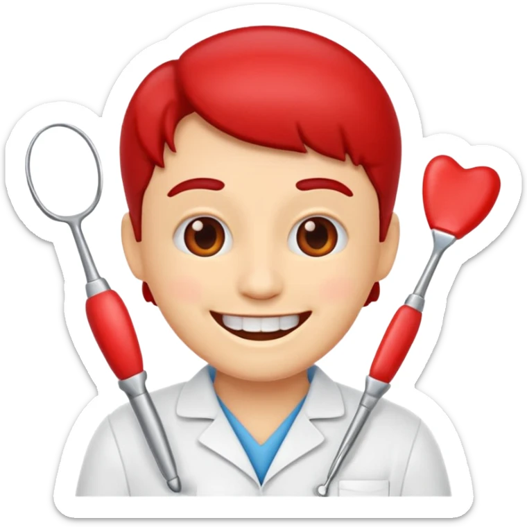 quiero que me hagas emojis de dentista rojos sticker