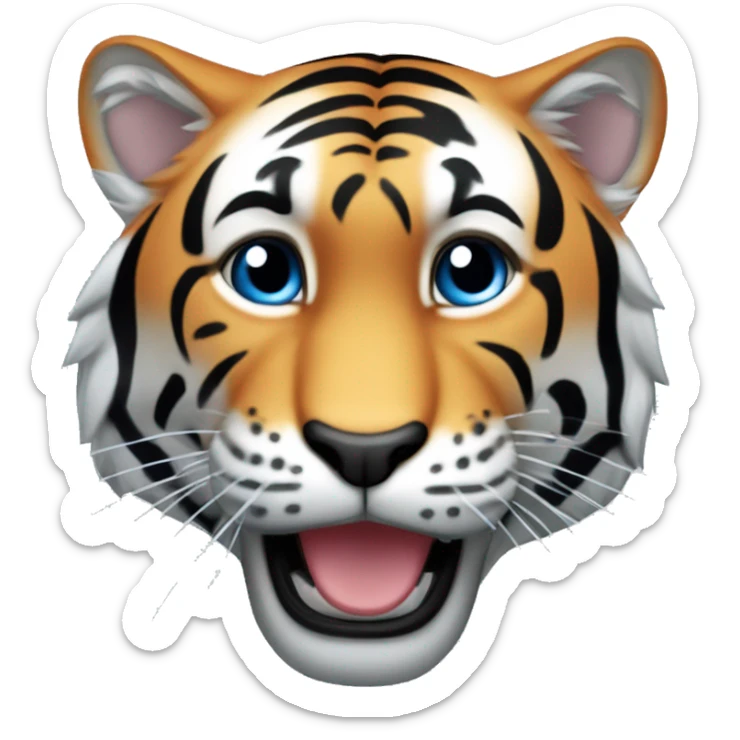 Quiero que me hagas un emoji de un tigre que sea azul con rayas y que aparezca saltando hacia la derecha sticker