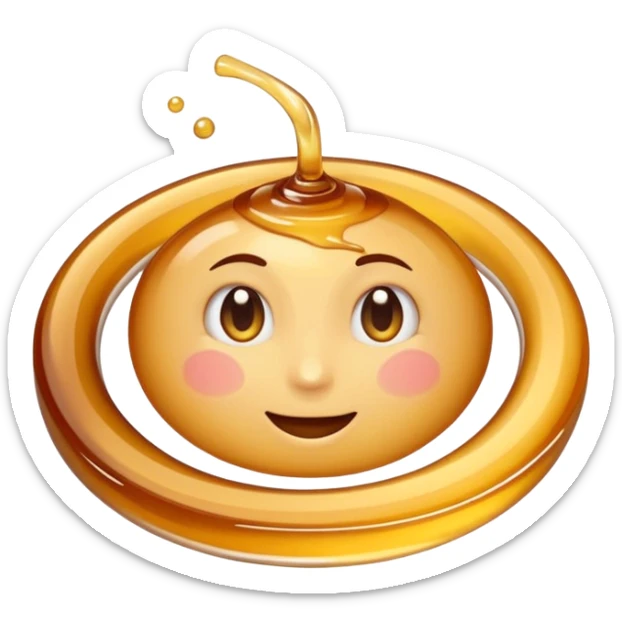 small swirl of pale golden syrup, glossy and thick, no jar or extras, soft lighting, subtle shadows, emoji scale sticker