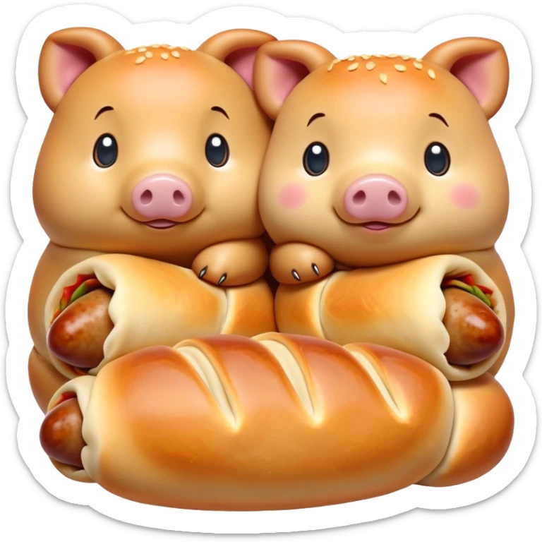 cute little sausage wrapped in dough as pigs in a blanket sticker