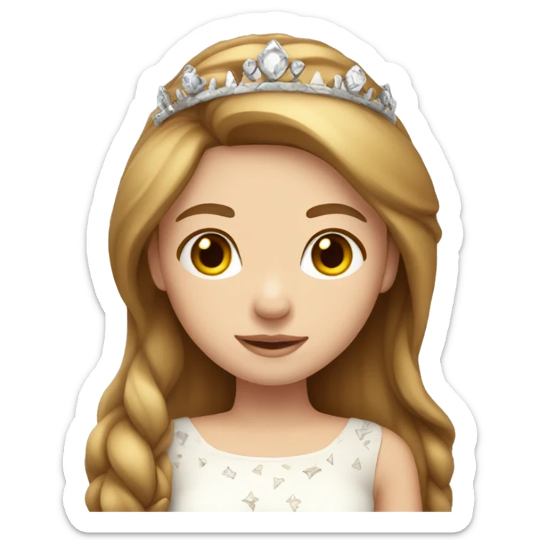 girl white skin straight light brown hair wearing crown and dress sticker