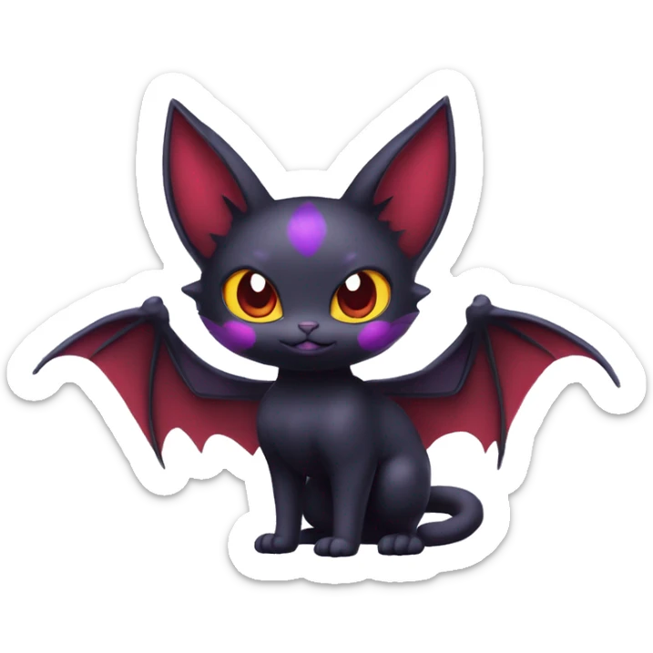 Cool Cute Edgy Dark Black Red Purple Batty Chibi Noibat-Cat-Pokémon-Fakémon-hybrid sticker