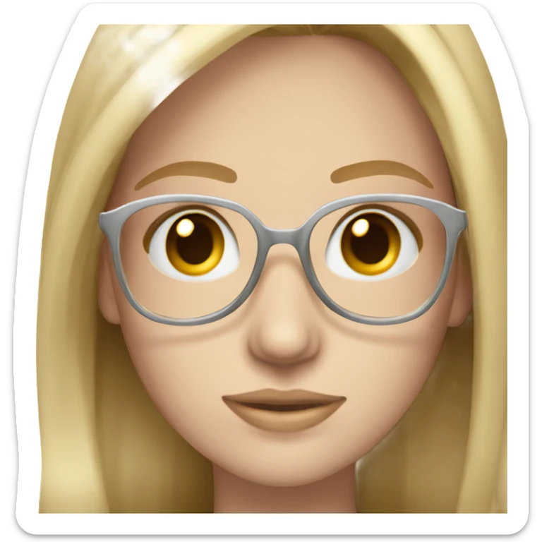 Woman hazel eyes long dark blonde hair pale skin silver glasses  sticker