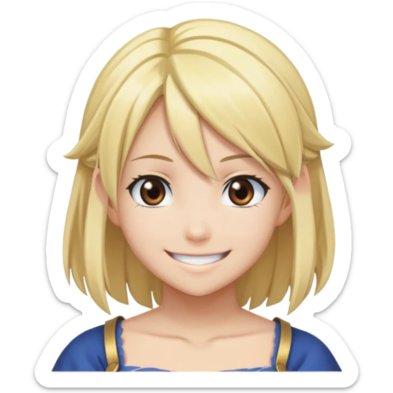 Smiling Lucy Heartfilia from Fairy Tail with blonde hair and brown eyes sticker