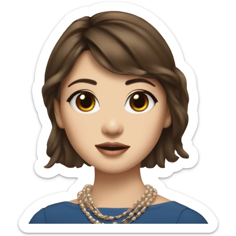 Realistic brown hair blue eyes Chanel Asian Girl with Birkin bag and Chanel necklace sticker