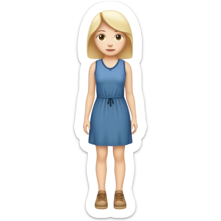 Create me an emoji of a full body white female in a casual dress. sticker