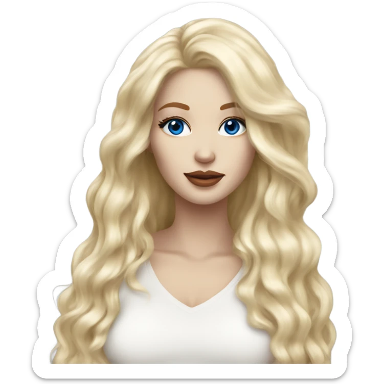 stunning beauty white woman, blonde long hair glossy lips blue eyes sticker