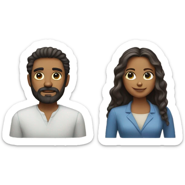 A man and woman joined into a single person with a beard and feminine features and long hair  sticker