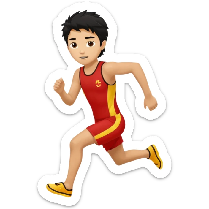 Lifeguard Teenager with Black messy hair running to save lives sticker