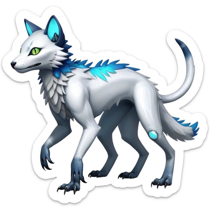 Modern Futuristic Feral Cyborg-Vernid-Sergal-Feline-Trico-species, 4 legs, by LiLaiRa, full body sticker