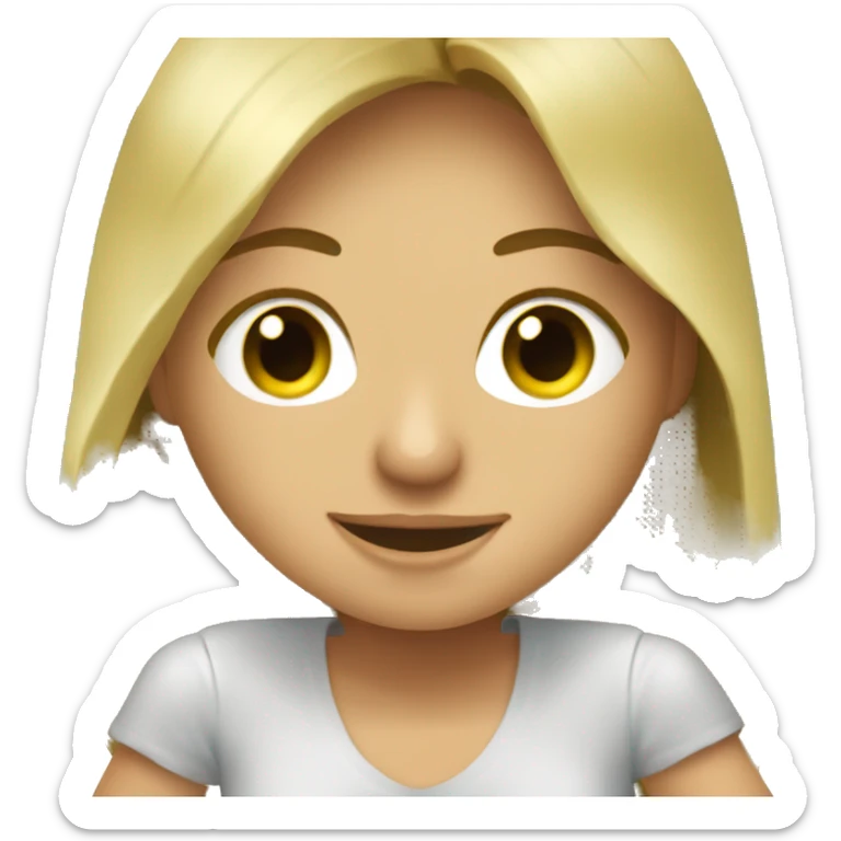 a bowl of guacamole held by a blonde girl with long hair sticker