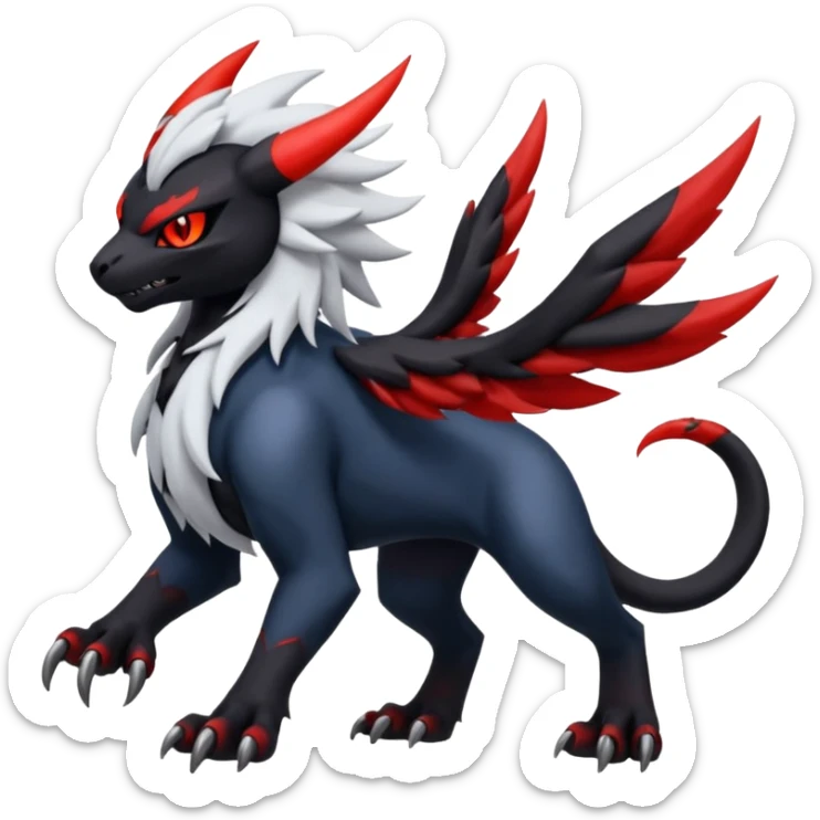 Handsome cool badass edgy Absol-Litten-Darkrai-Giratina-Yveltal-Pokémon-Fakémon-fusion-hybrid-creature sticker