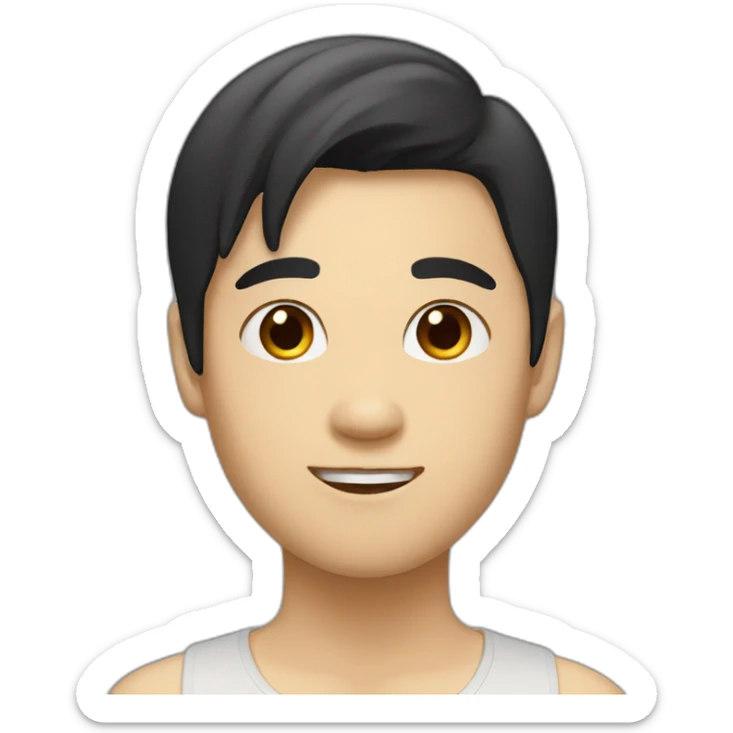 Asian man with black hair and blonde girl sticker