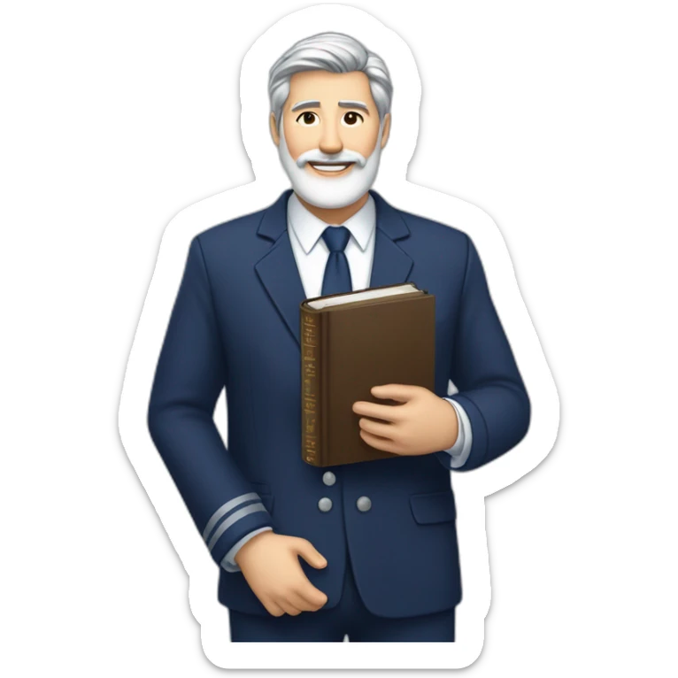 husband classy caucasian 55 dark gray hair trimmed beard wearing navy blue business suit holding bible, with wife asian age 55 dark hair nurse uniform, no children sticker