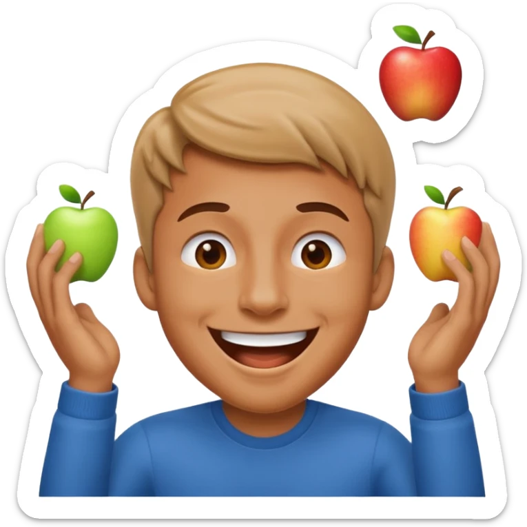 An apple style human emoji of a man air-humping in excitement  sticker
