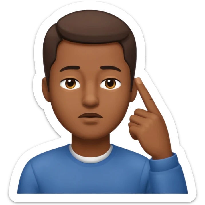 Emoji de hombre haciendo silencio y señalandose la cabeza con los ojos cerrados sticker