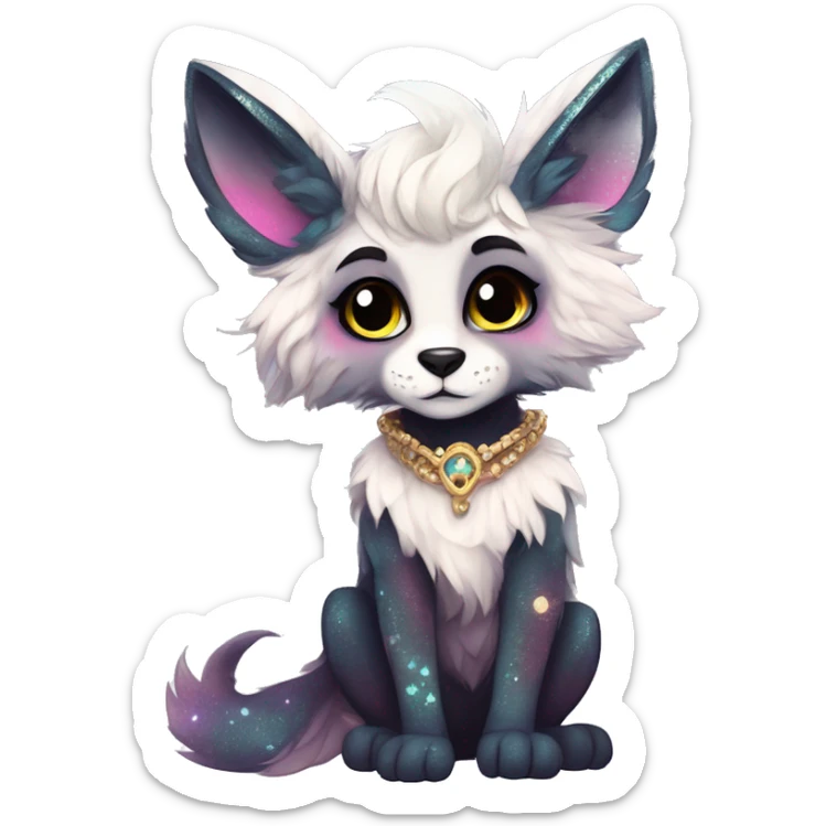 Cool cute Kawaii edgy fantasy animal sparkle fursona Fionbri by griffsnuff & LiLaiRa & Falvie full body sticker
