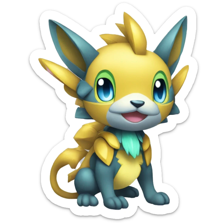 Anthro Cool Edgy Legendary Colorful Shy Shiny Fakemon-Pokémon-Fantasy-Creature With Full Body Detailed High Quality sticker