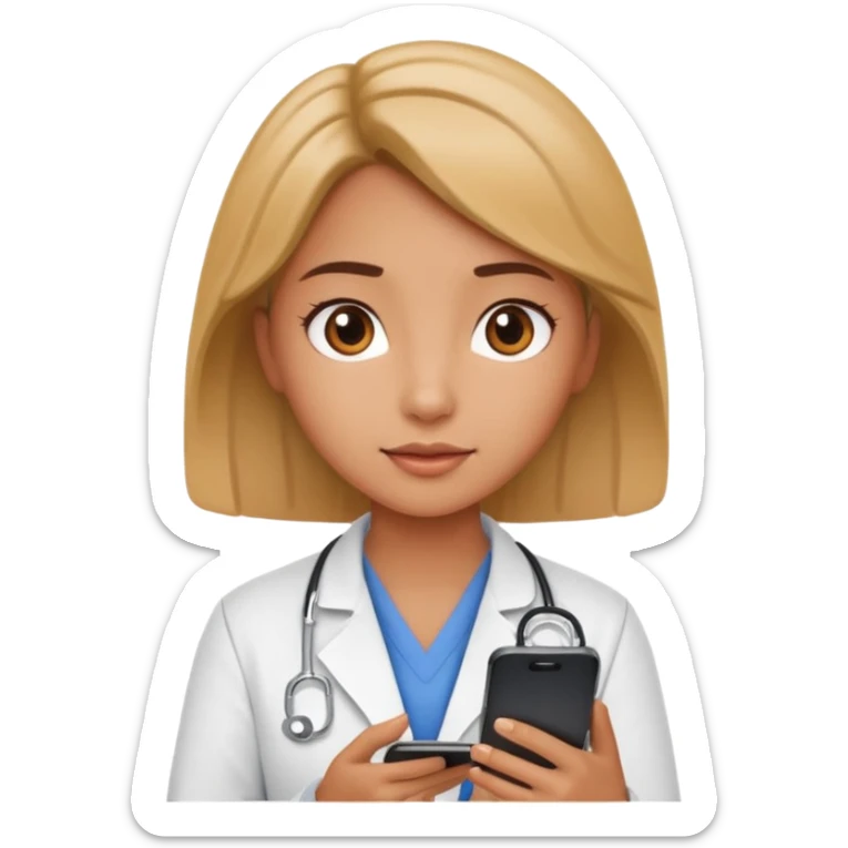 A cute veterinarian girl that watching a movie on her phone sticker