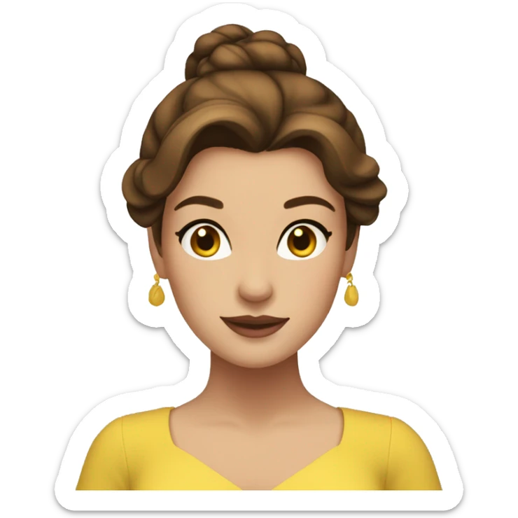 Belle In a yellow dress and brown hair that is in a bun sticker