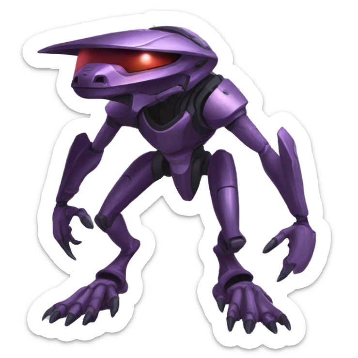 a black Genesect-Raptor-Fakémon—hybrid with a futuristic visor-helmet full body sticker