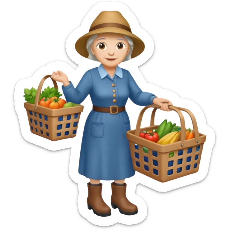 Una donna anziana  con gli stivaletti che va a fare la spesa sticker