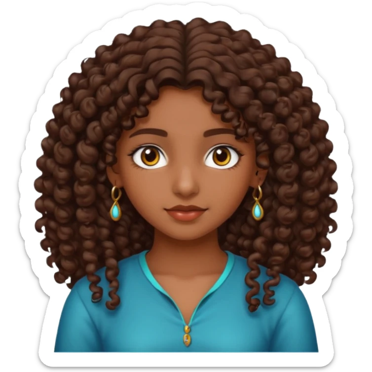 Teen Indian girl gorgeous curly brown hair sticker