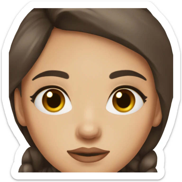 Girl with dark brown straight hair, brown eyes with big lashes , and big lips sticker
