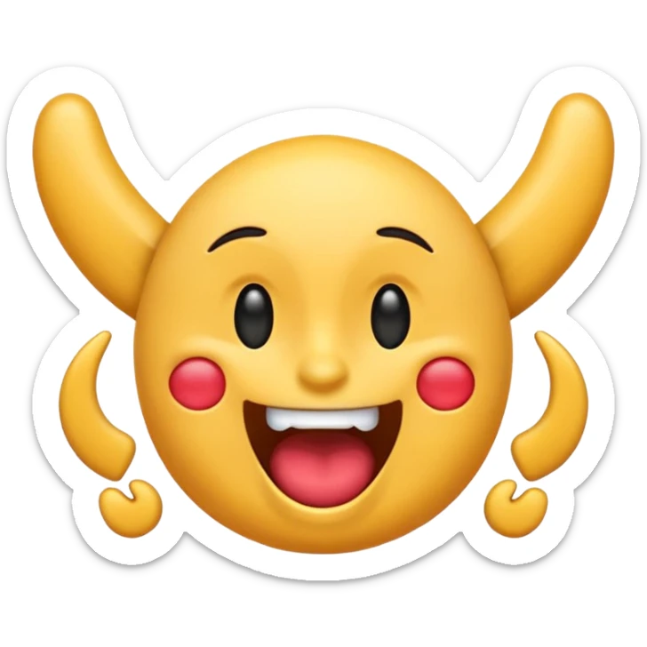 can you do the drooling emoji rotated right slightly with two ear emojis place over it, them mirroring one another, and then can you do a rocking out emoji over top all of it that is flipped completely upside down sticker