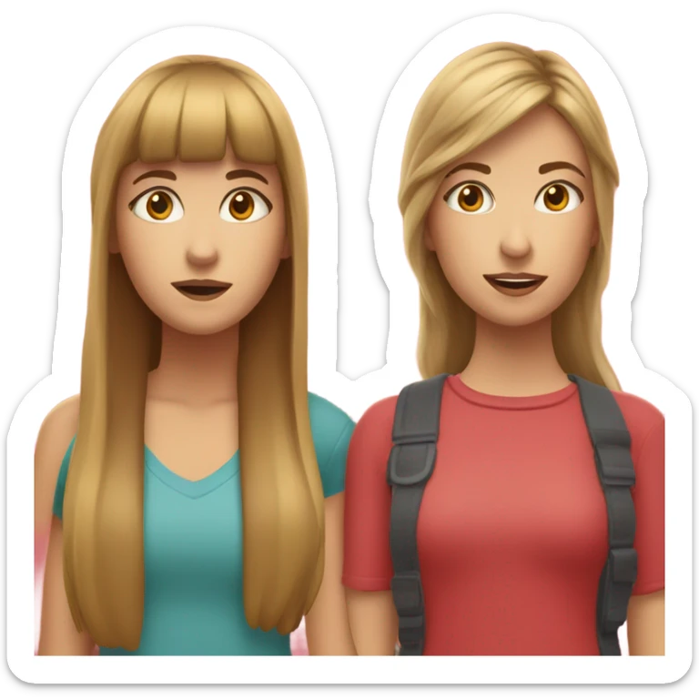 A girl with brohair bangs her head against a red wall A girl with brown blonde hair bangs her head against a red wall sticker